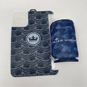 PETER MILLAR CROWN BEER CAN KOOZIE & CELL PROTECTION CASE BLUE CAMO PRINT